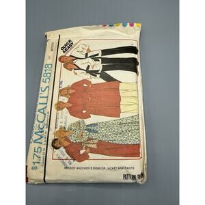 Vintage McCall’s 5818 Sewing Pattern Robe Jacket Pants Medium Cut Complete